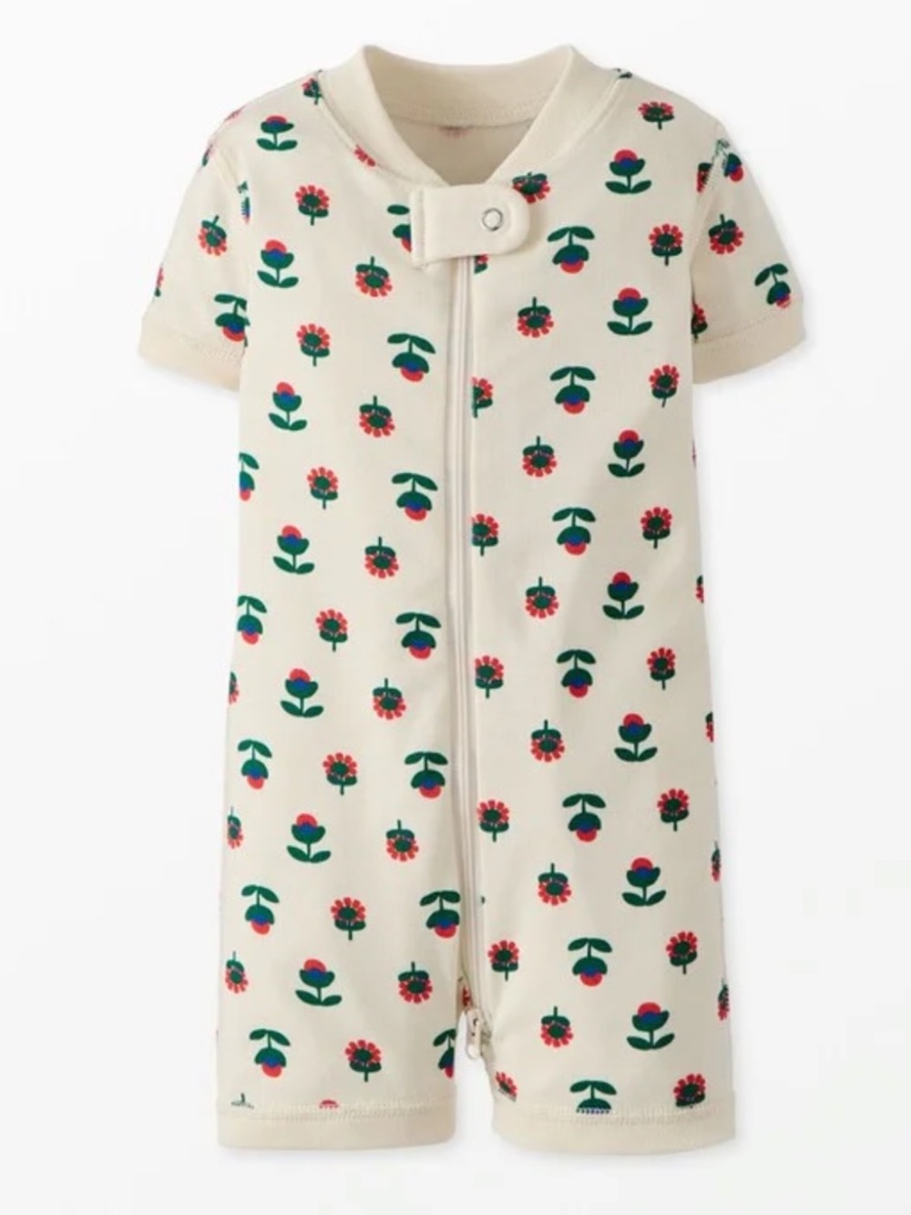 Hanna Andersson Baby 2-Way Zip Shortie Sleeper - Mini Daisy on Ecru